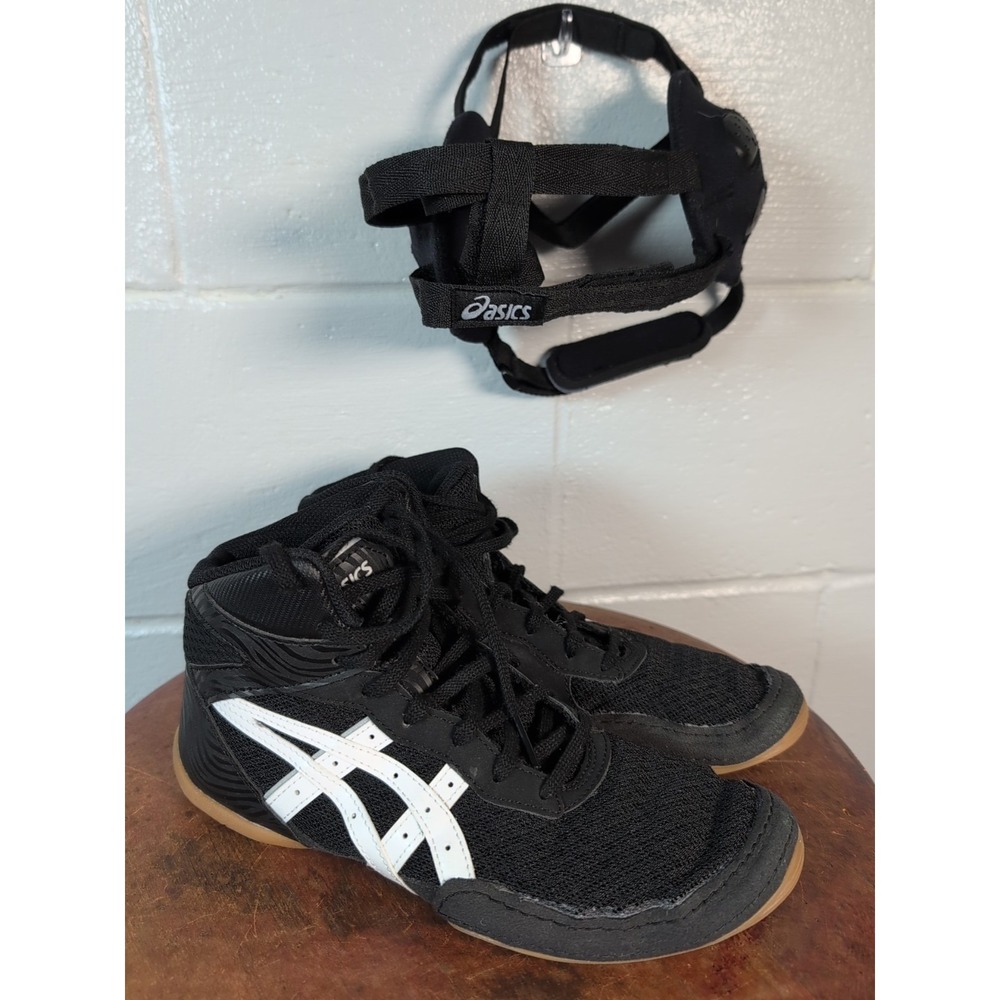 Asics Matflex Kids Wrestling Shoes Size 6 With Head Gear
